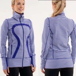 Lululemon In Stride Jacket Rare Blue/White Stripe S